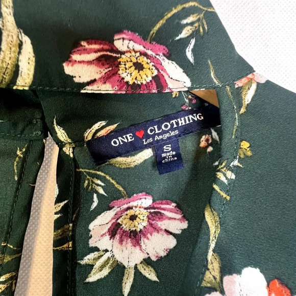 One Clothing Choker Neck Floral Boho Long Sleeve Blouse Size Small - Picture 5 of 7